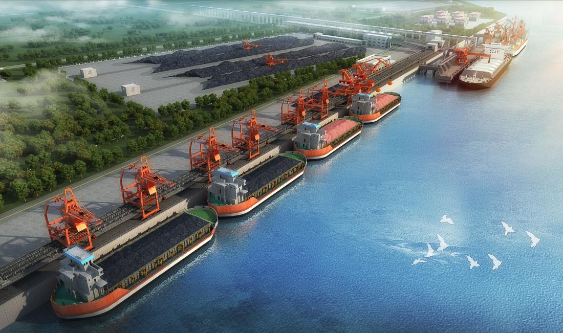 Container cranes working at terminal